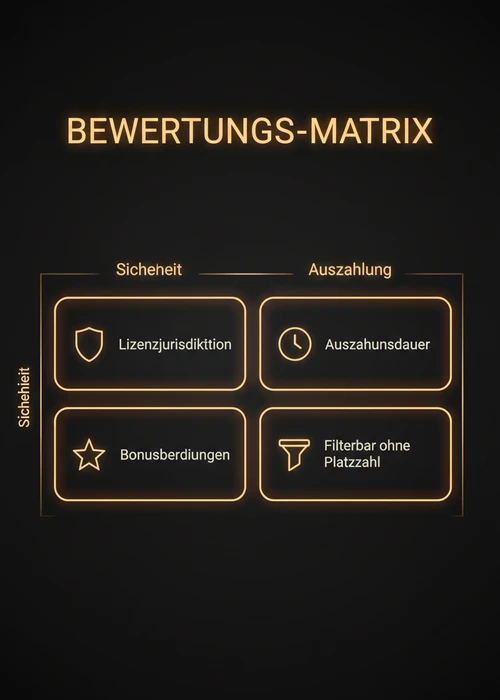 Übersicht einer digitalen Liste mit verschiedenen Online-Casino-Logos und Bewertungssternen